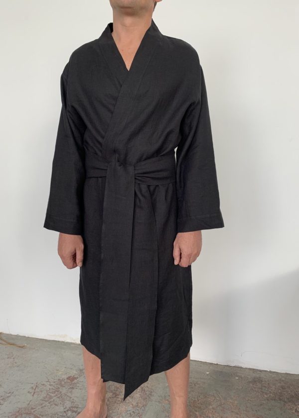 Мужское кимоно льняное черное