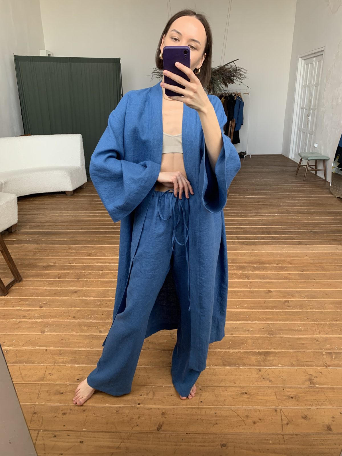 кимоно длинное из льна 3