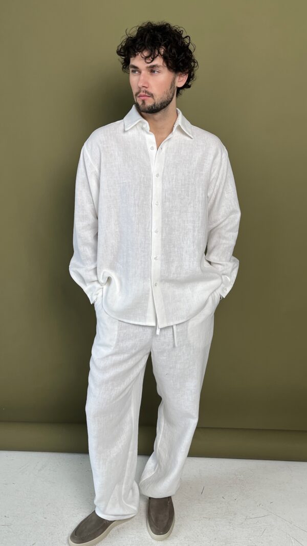 белая льняная рубашка мужская
