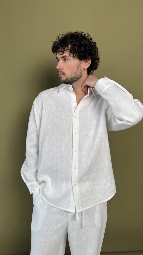 белая льняная рубашка мужская
