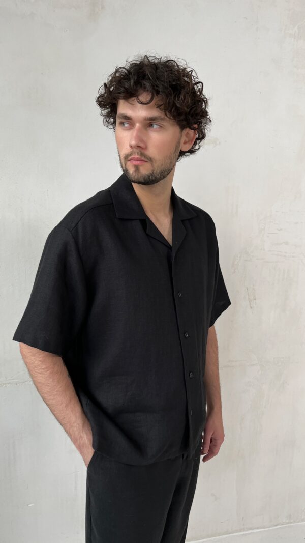 рубашка мужская льняная с коротким рукавом