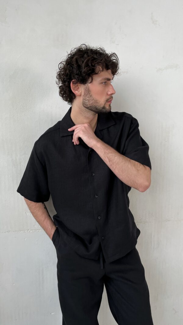 рубашка мужская льняная с коротким рукавом