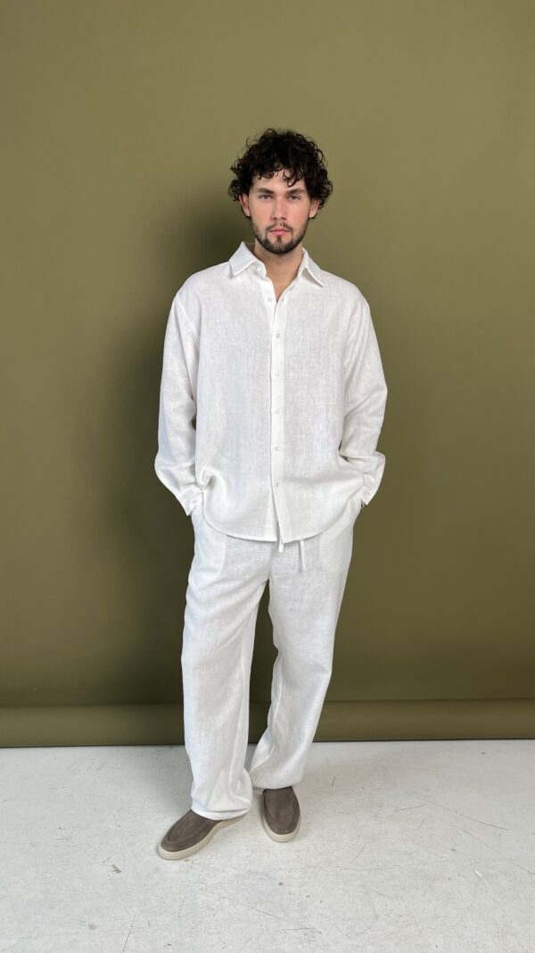 Белые льняные брюки мужские