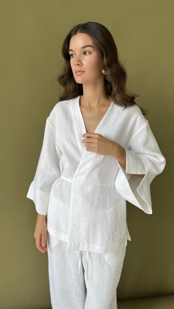 белый жакет из льна женский