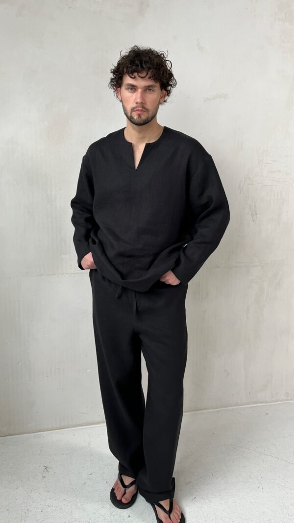 Черные льняные брюки мужские