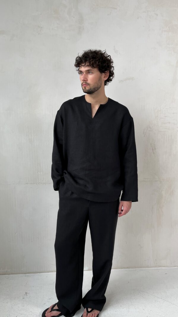 Черные льняные брюки мужские