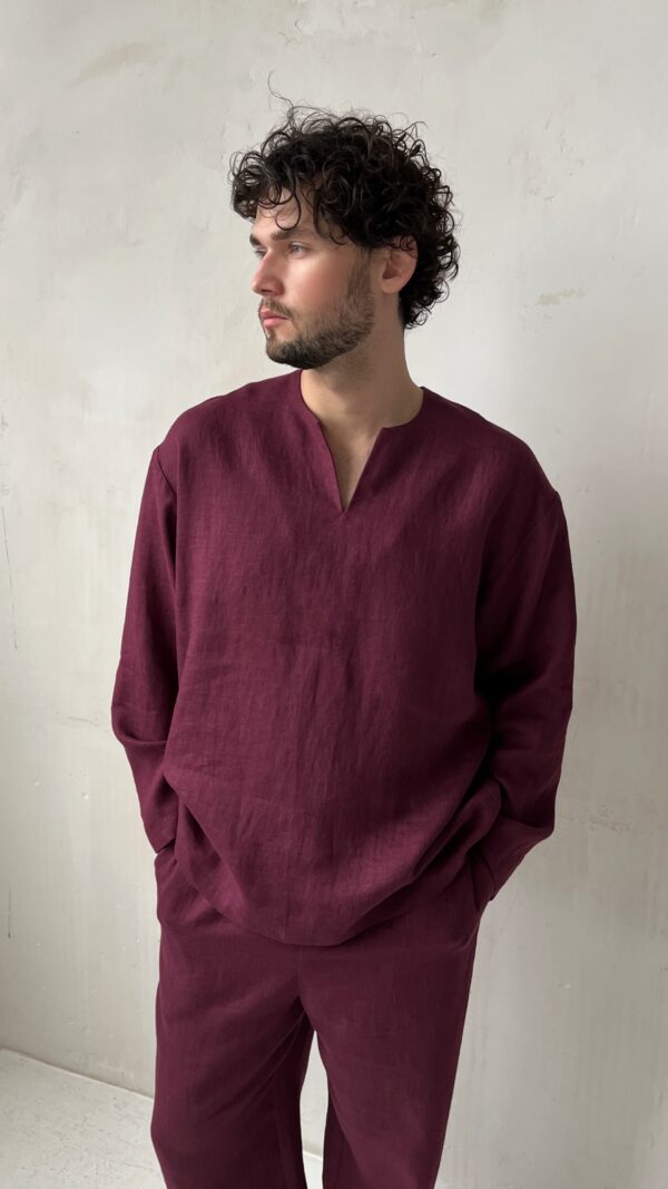 Льняной мужской лонгслив