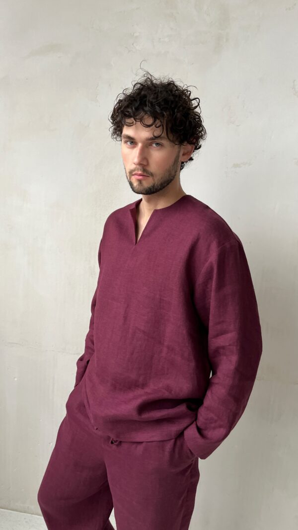 Льняной мужской лонгслив