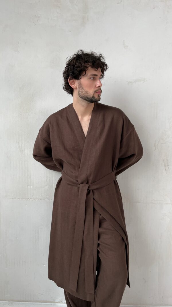 Льняной халат мужской