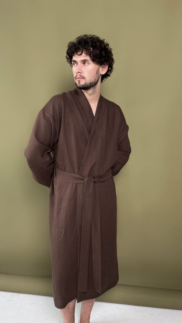 Льняной халат мужской