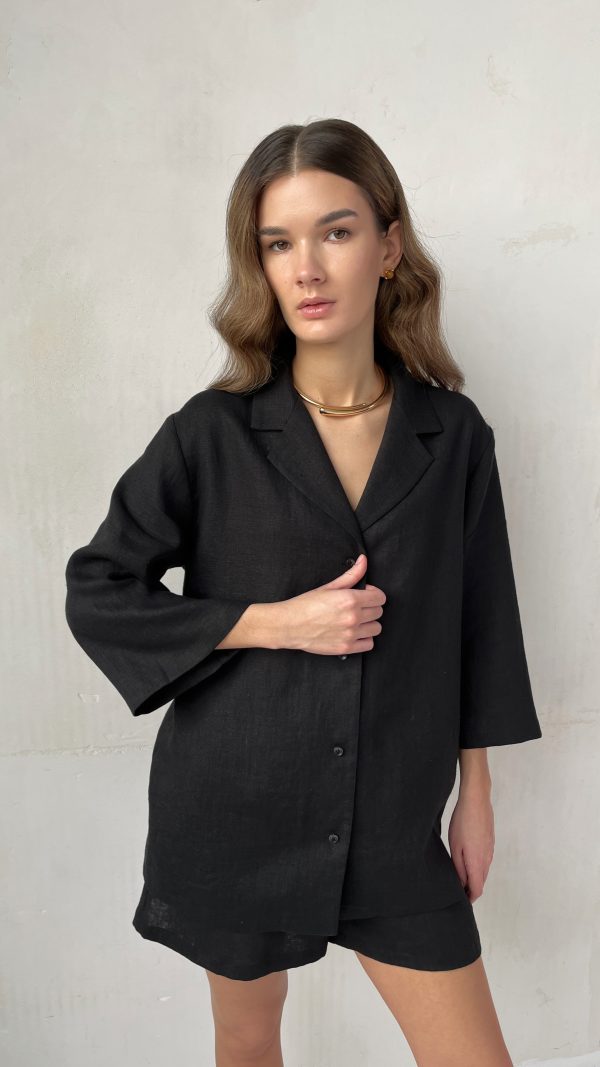 Рубашка с коротким рукавом из льна