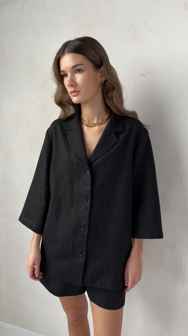 Рубашка с коротким рукавом из льна