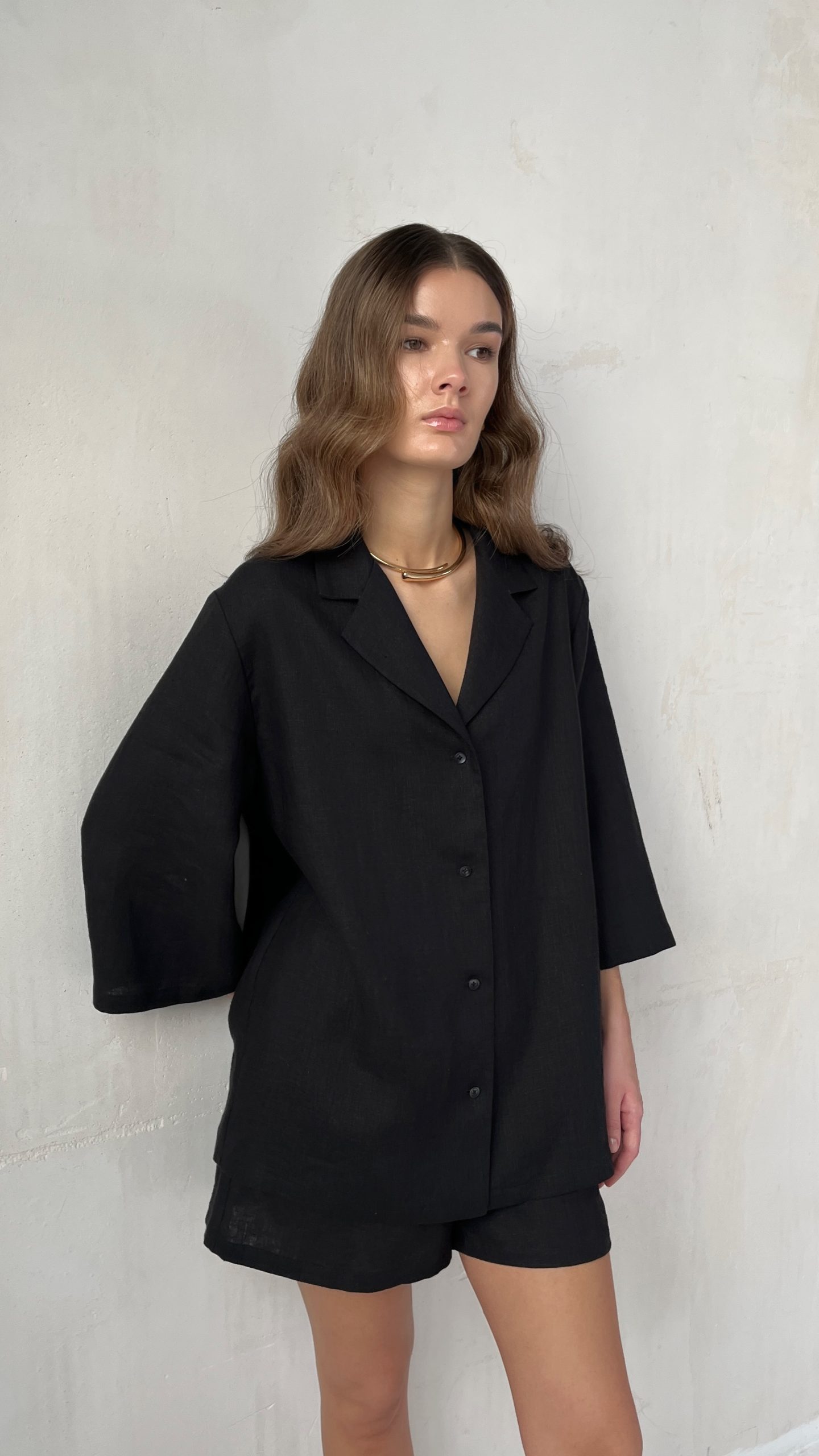 Рубашка с коротким рукавом из льна