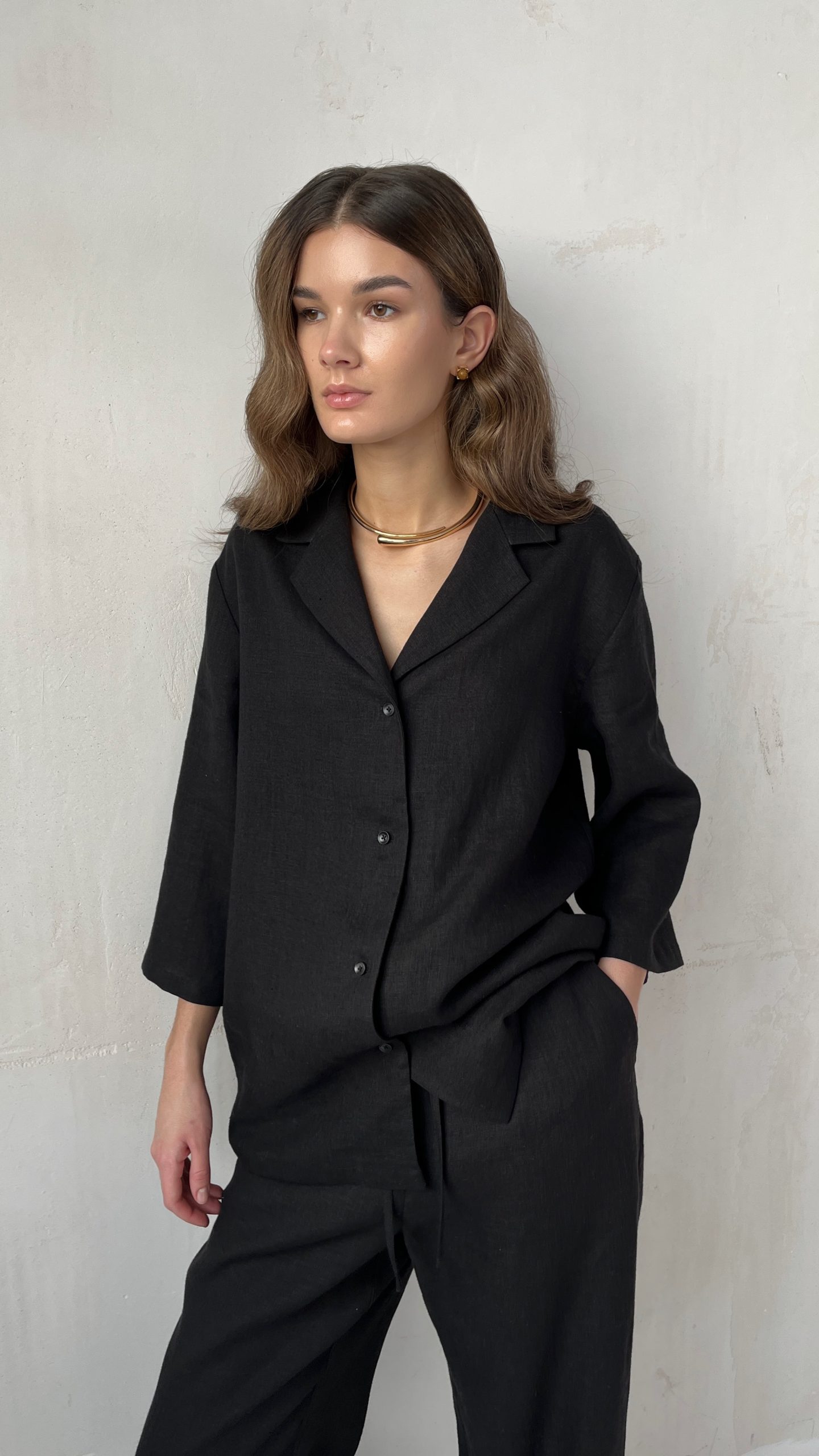 Рубашка с коротким рукавом из льна