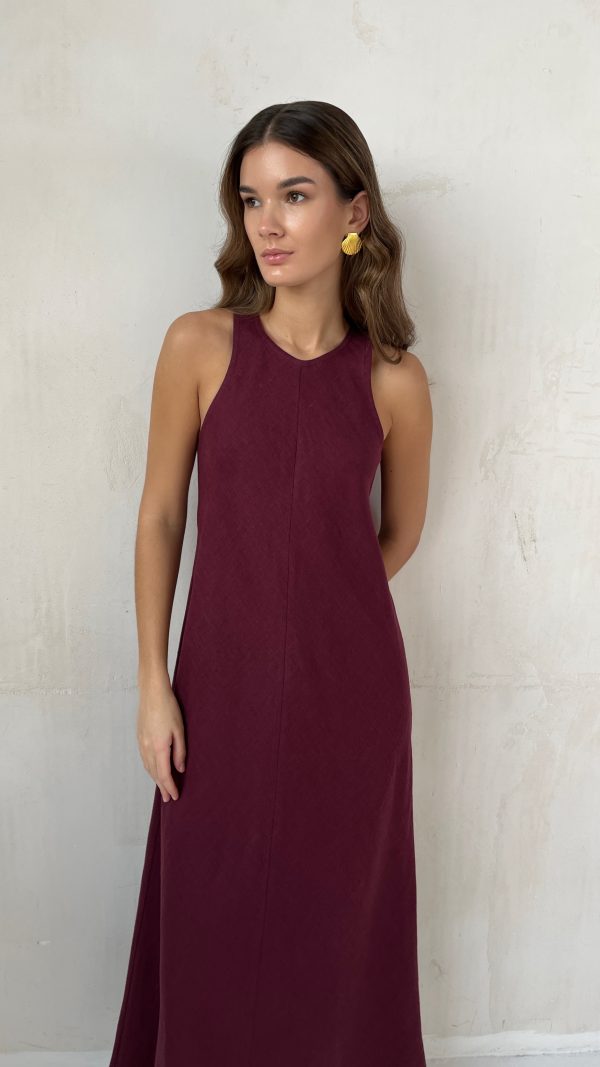 Летнее льняное платье по косой