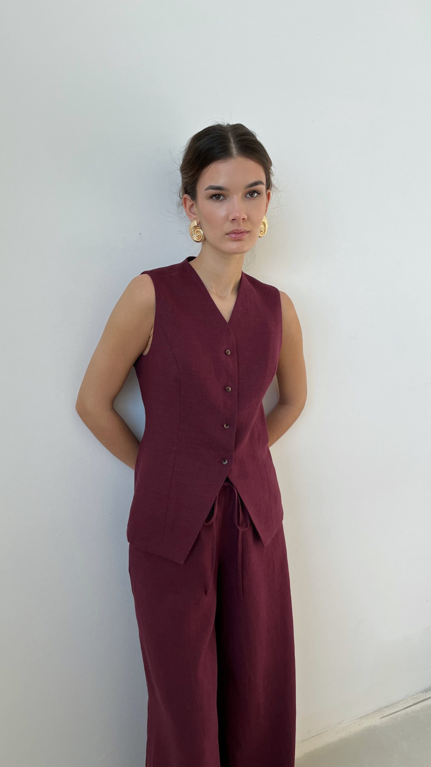 жилет удлиненный льняной