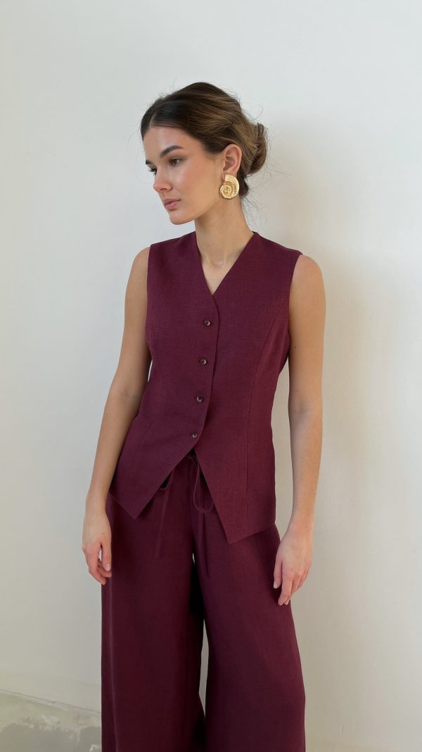 жилет удлиненный льняной