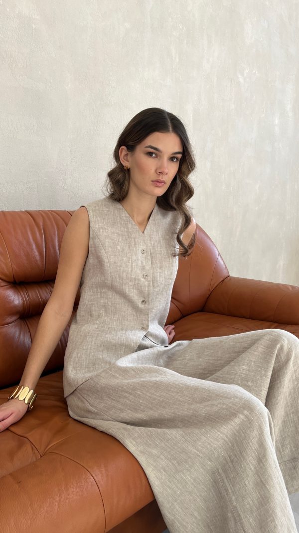 Удлиненный жилет из льна