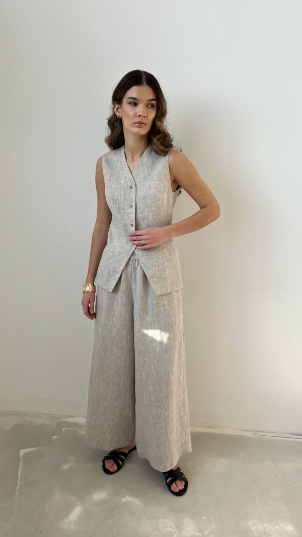 Укороченные льняные брюки кюлоты