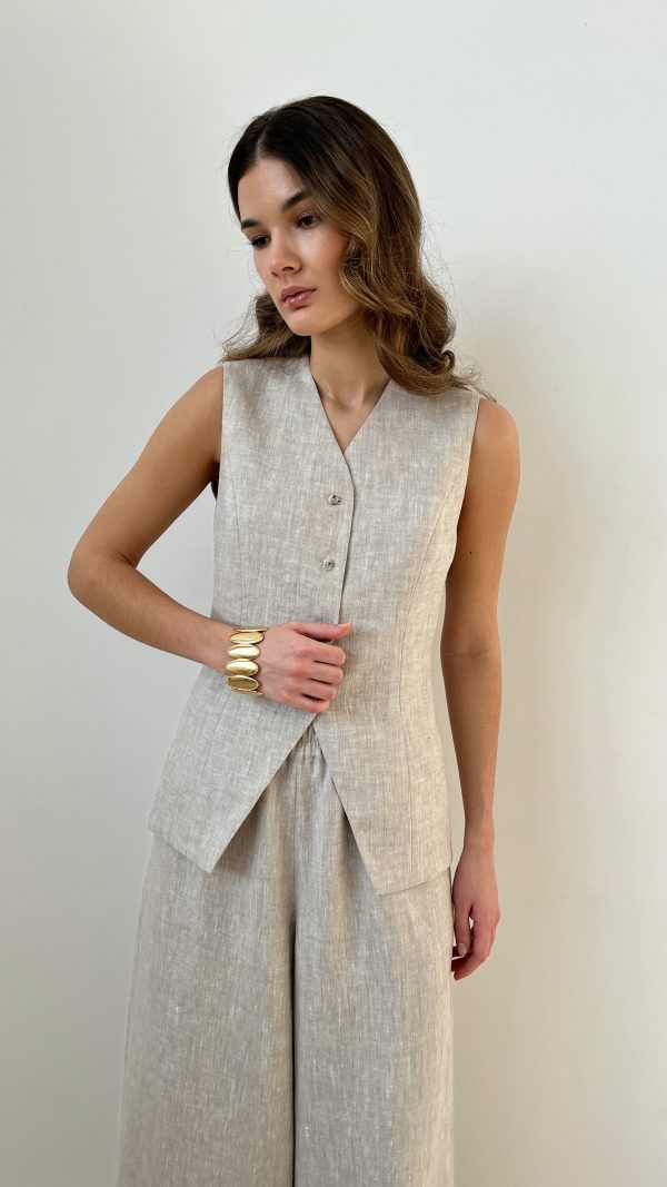 Удлиненный жилет из льна